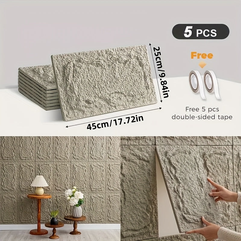 5pcs 3D Decorative Wall Panel 45x25cm