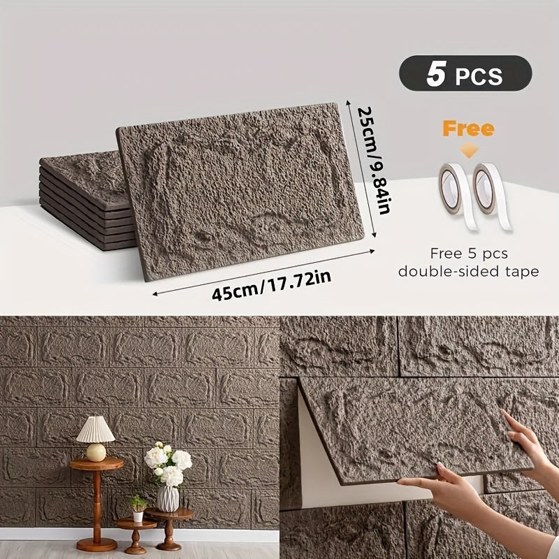 5pcs 3D Decorative Wall Panel 45x25cm