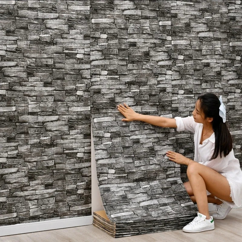 70cmx3m/5m/10m Wallpaper Brick 3D Sticker