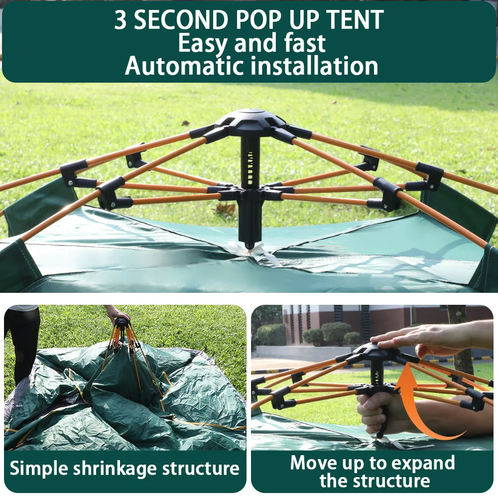 Automatic Tent for 3-4 Person 210DPU Waterproof 200*200*135CM