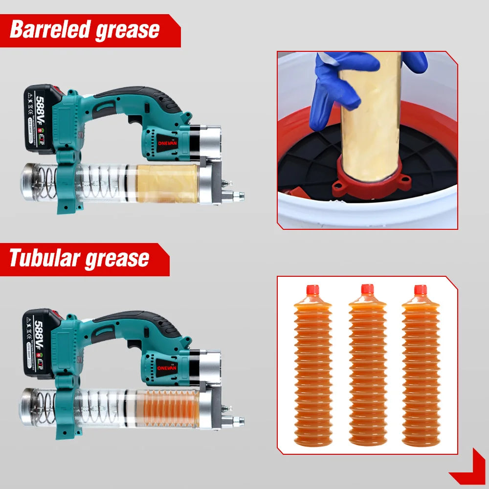 ONEVAN Greasegun 18v Set 2 batteries 9 accesories