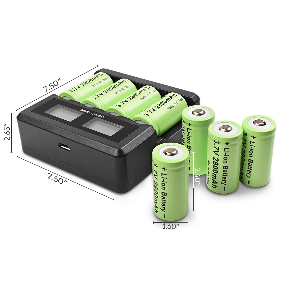Rechargeable CR123A 2800mAh 3.7V Li-ion