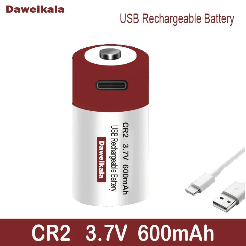 3.7V Lithium CR2 USB Rechargeable Battery +Free C-type Cable