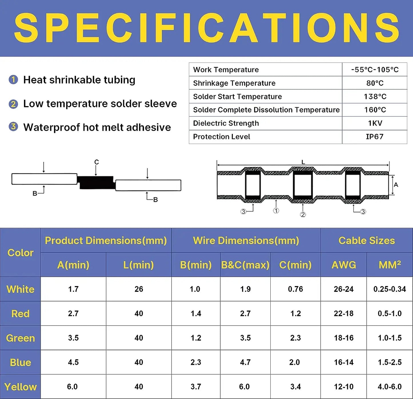 800/400/50PCS Heat Shrink Solder Seal