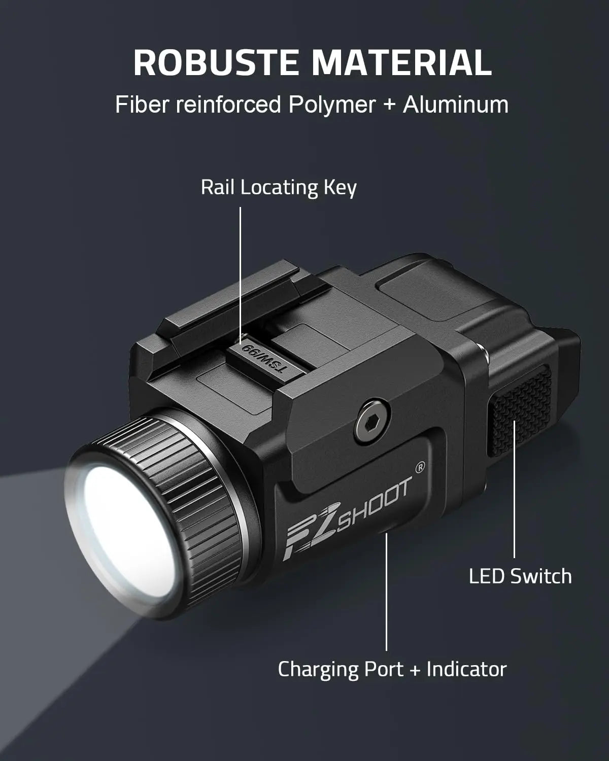 500 Lumens Pistol Rechargeable FlashLight FZ