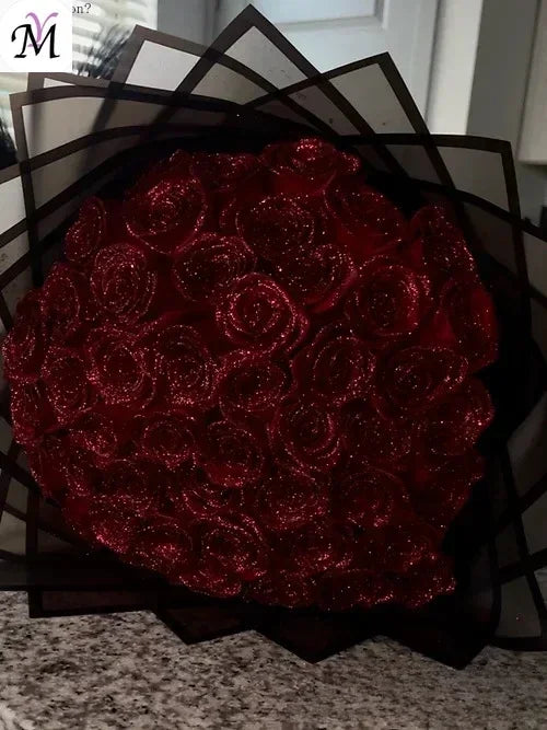 30/50 pcs 7/6 cm Glitter Artificial Rose