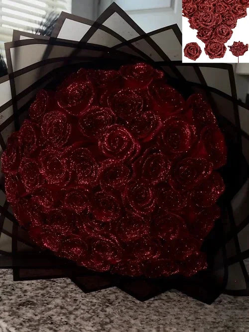 30/50 pcs 7/6 cm Glitter Artificial Rose