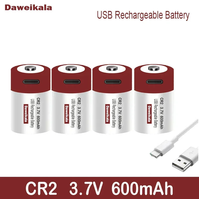 3.7V Lithium CR2 USB Rechargeable Battery +Free C-type Cable