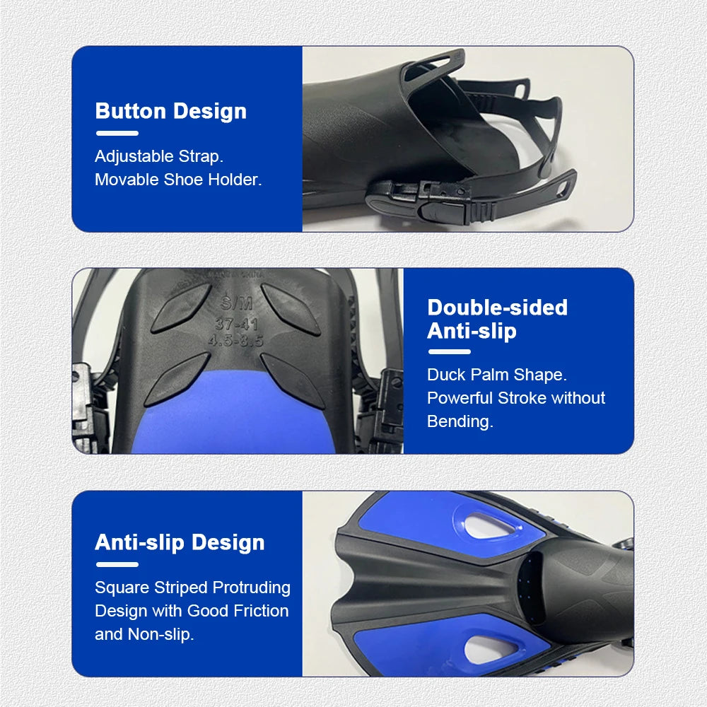 Diving Goggles and Adjustable Fins
