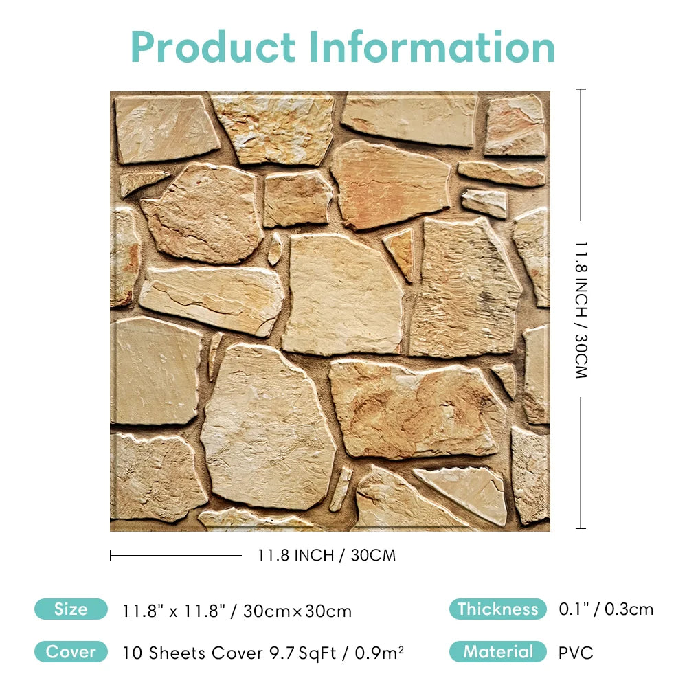 10pcs 3D Stone Wall Panels