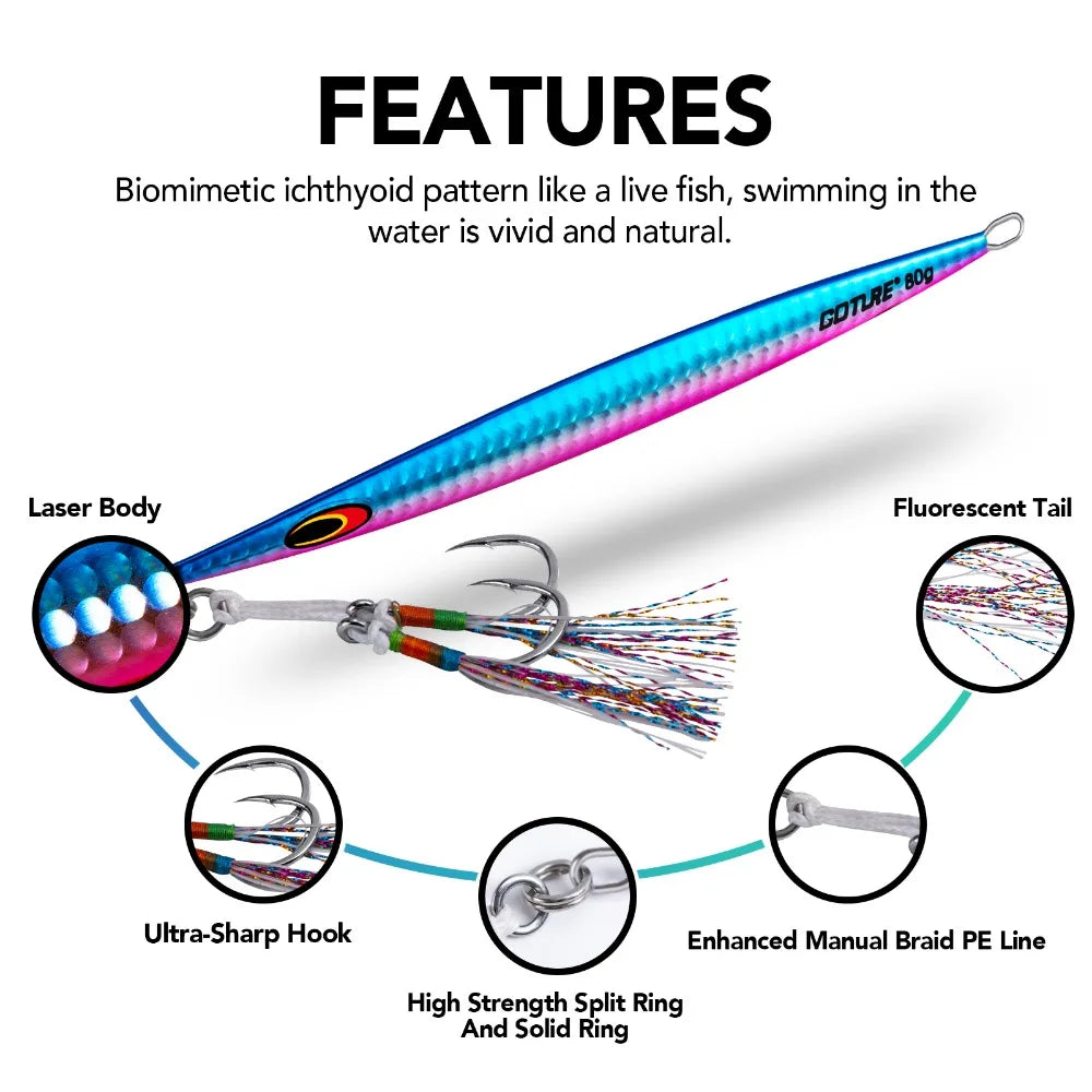 Goture 80g 160g 200g Jig Fishing Lure Set