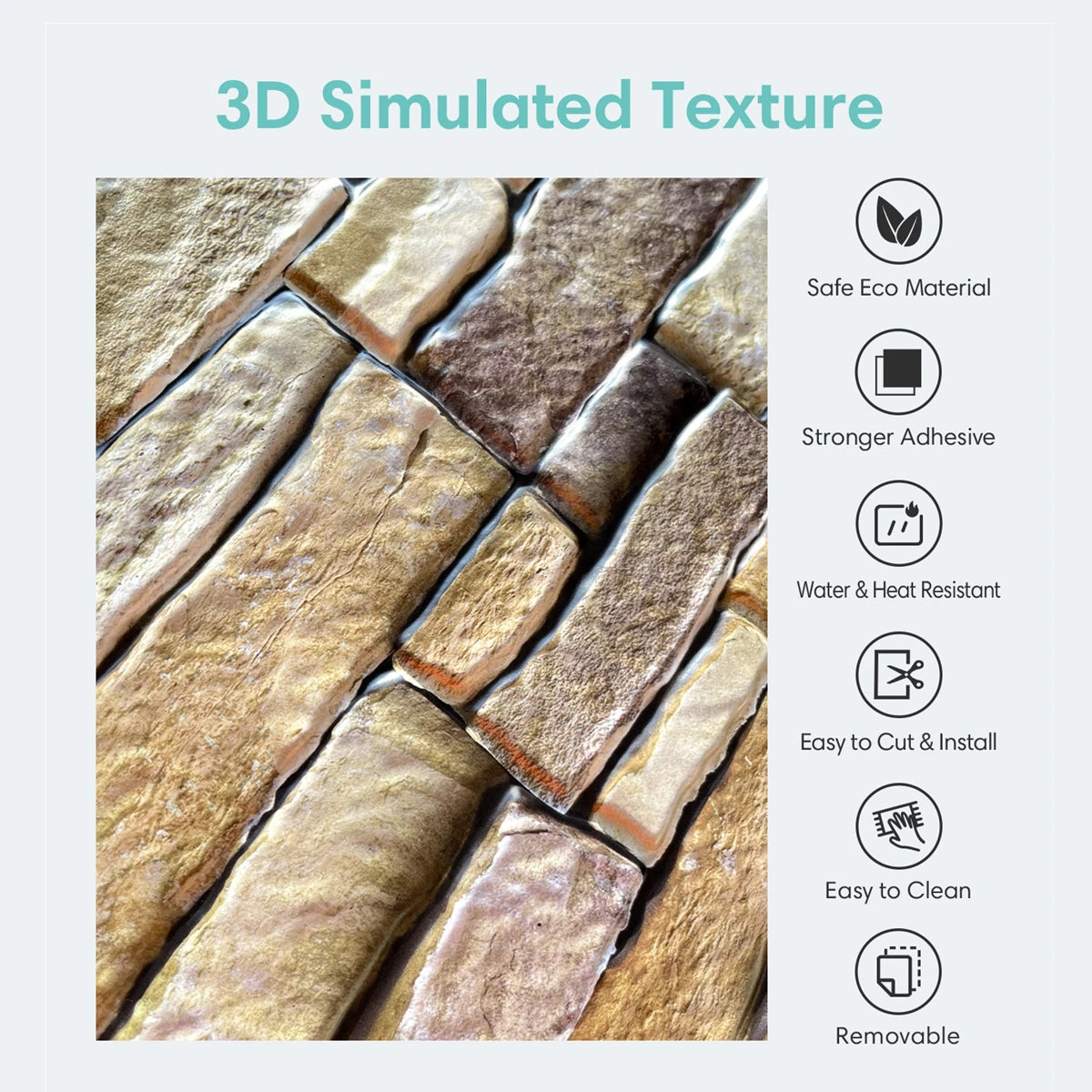 10pcs 3D Tile Wall Panel