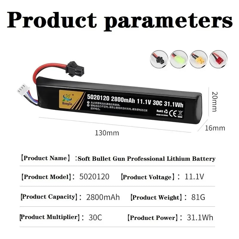 LiPo battery 11.1V 3S 2800mAh 30C 31.1W