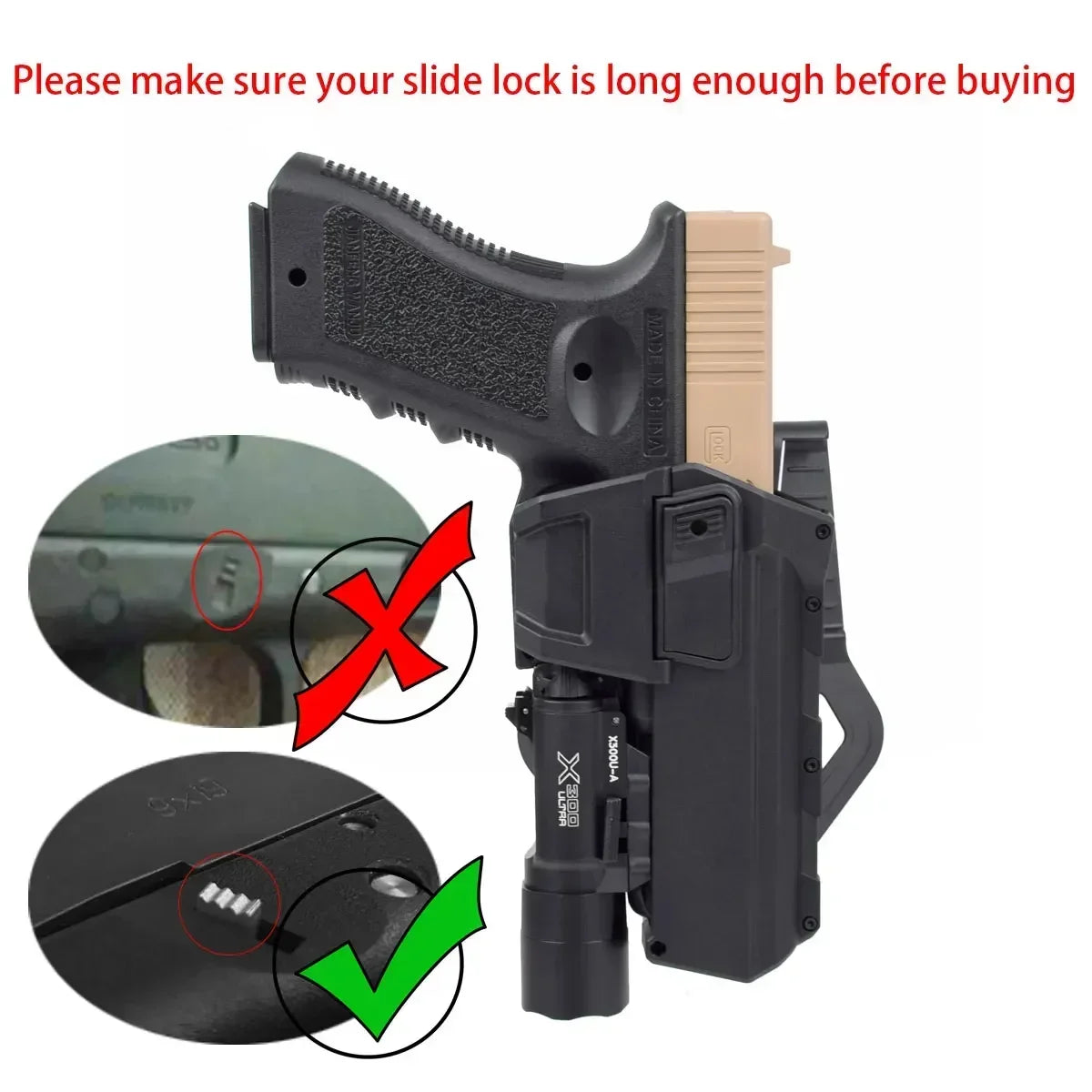Glock 17 19 Holster Fit Surefire X400 X300 Flashlight