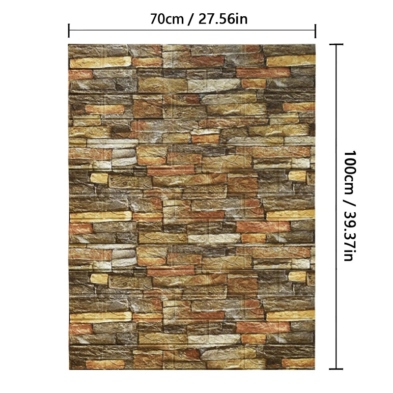 70cmx3m/5m/10m Wallpaper Brick 3D Sticker