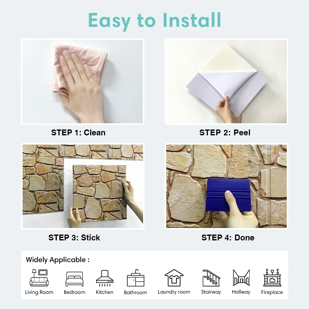 10pcs 3D Stone Wall Panels