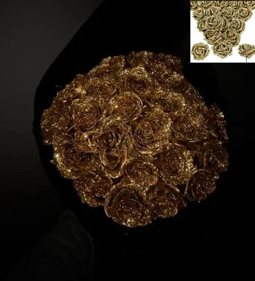 30/50 pcs 7/6 cm Glitter Artificial Rose