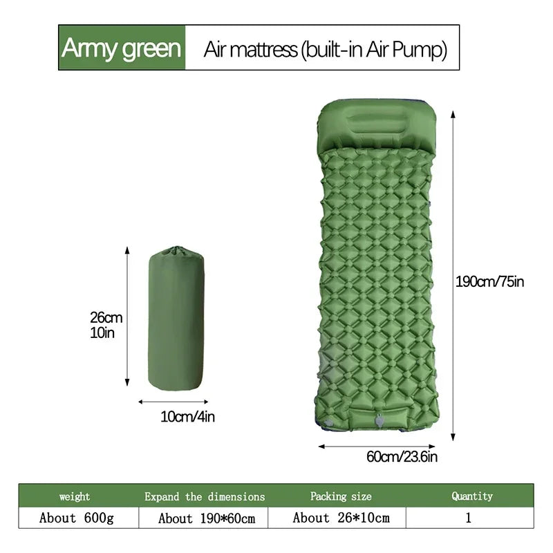 Double Inflatable Mattress with Built-in Pillow Pump