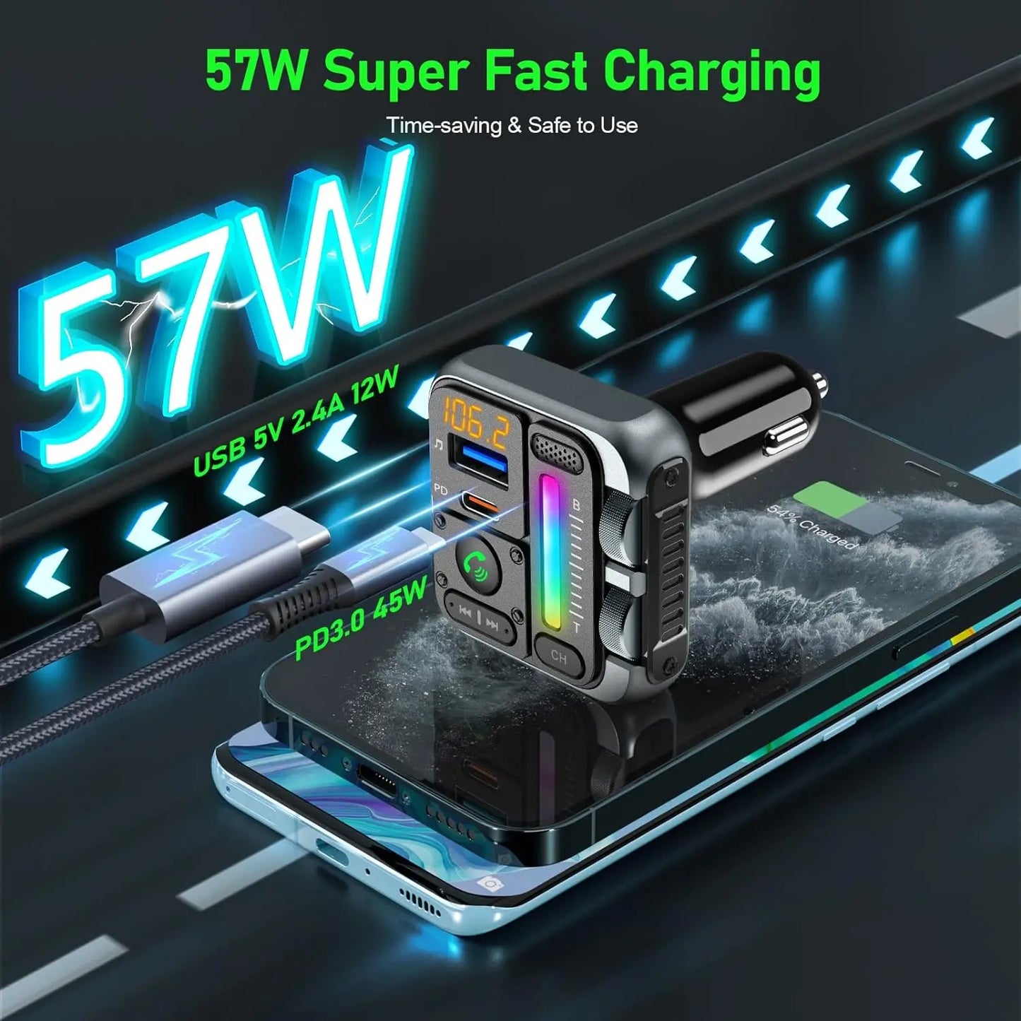 LOLOAGO Bluetooth 5.3 Car Stereo & Charger