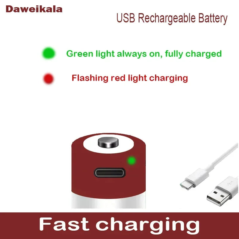 3.7V Lithium CR2 USB Rechargeable Battery +Free C-type Cable