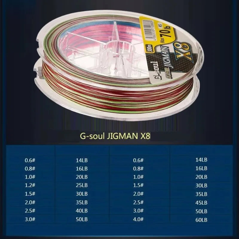 Japan YGK G-SOUL X8 JIGMAN 8 Braided Multicolour Fishing Line