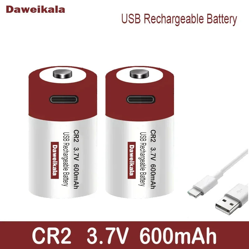 3.7V Lithium CR2 USB Rechargeable Battery +Free C-type Cable