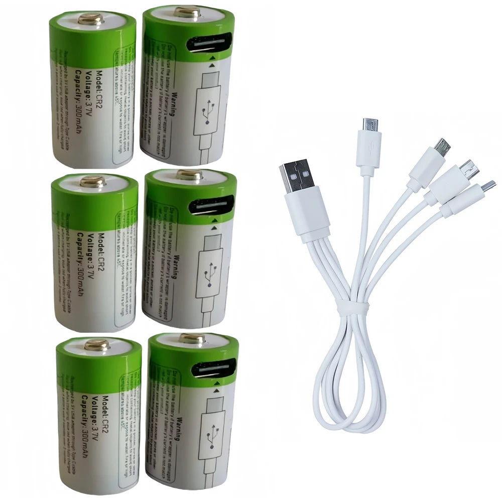 6PCS CR2 rechargeable battery 300mAh 3.7V