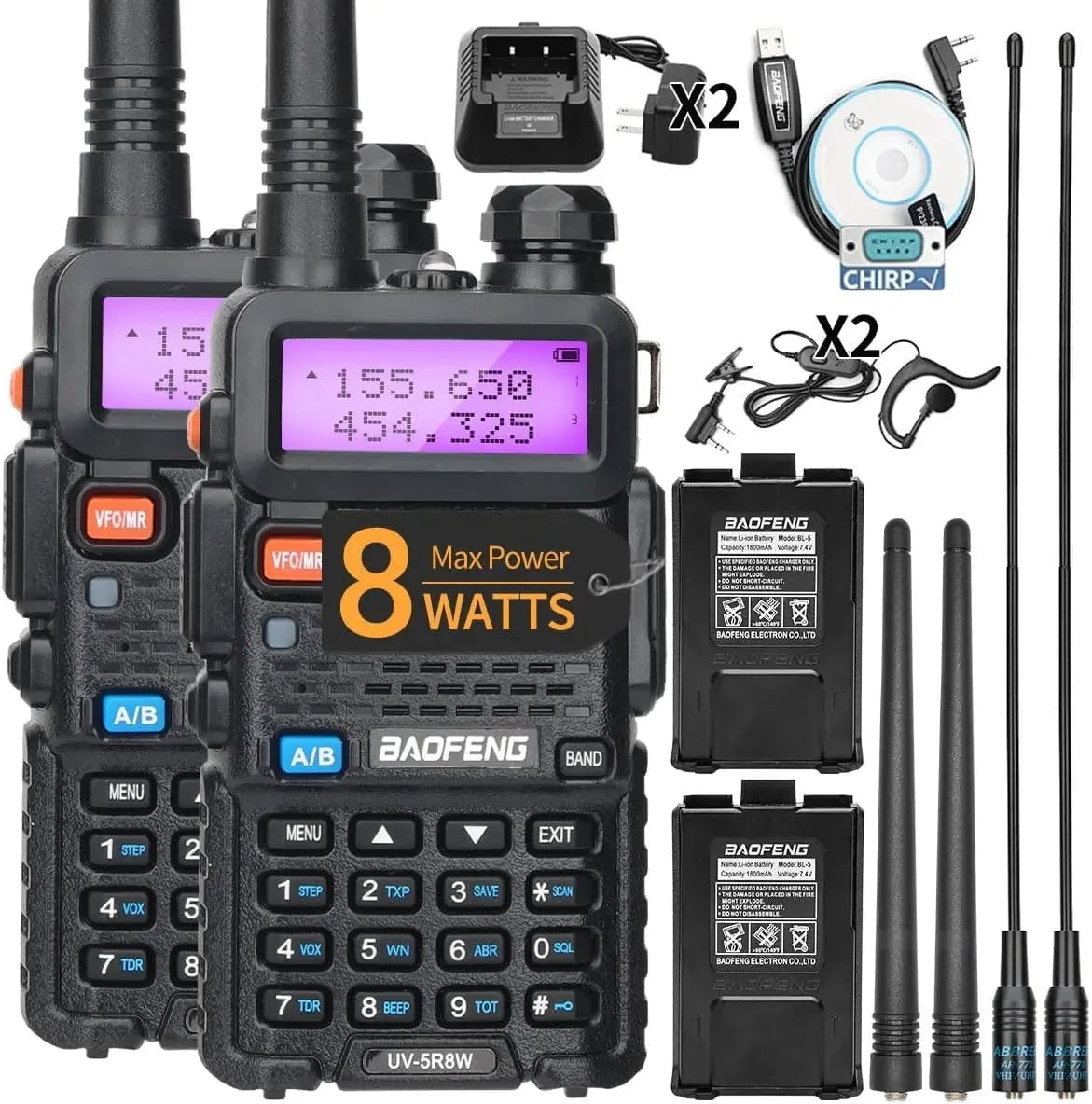 Set of 2, BaoFeng UV-5R 8W Radio
