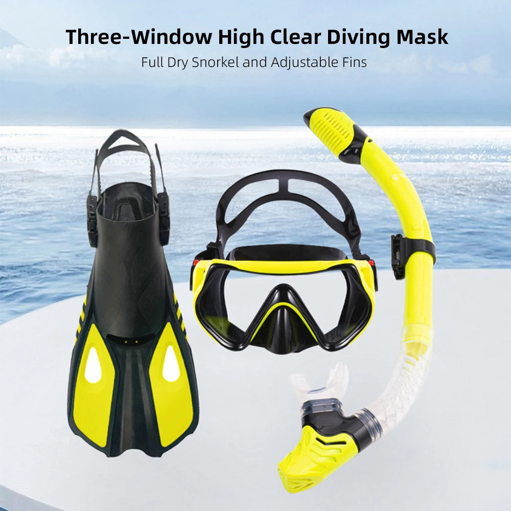 Diving Goggles and Adjustable Fins
