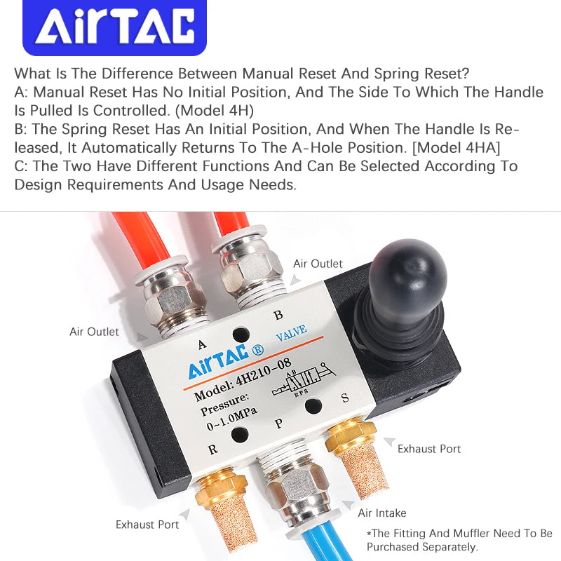 AIRTAC pneumatic manual valve 4H210 4HA230 4H310 4HA330