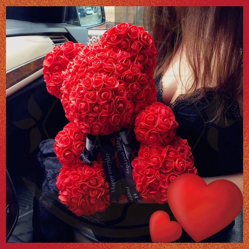 Rose Bear With Box 25cm LED