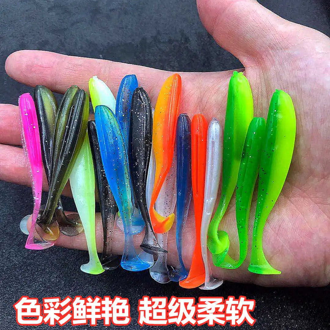 Silicone Soft T Tail Fishing Lure Set 50pcs/Lot 55mm/65mm/70mm