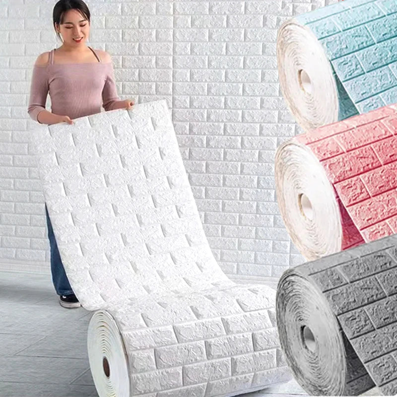 70cmx3m/5m/10m Wallpaper Brick 3D Sticker