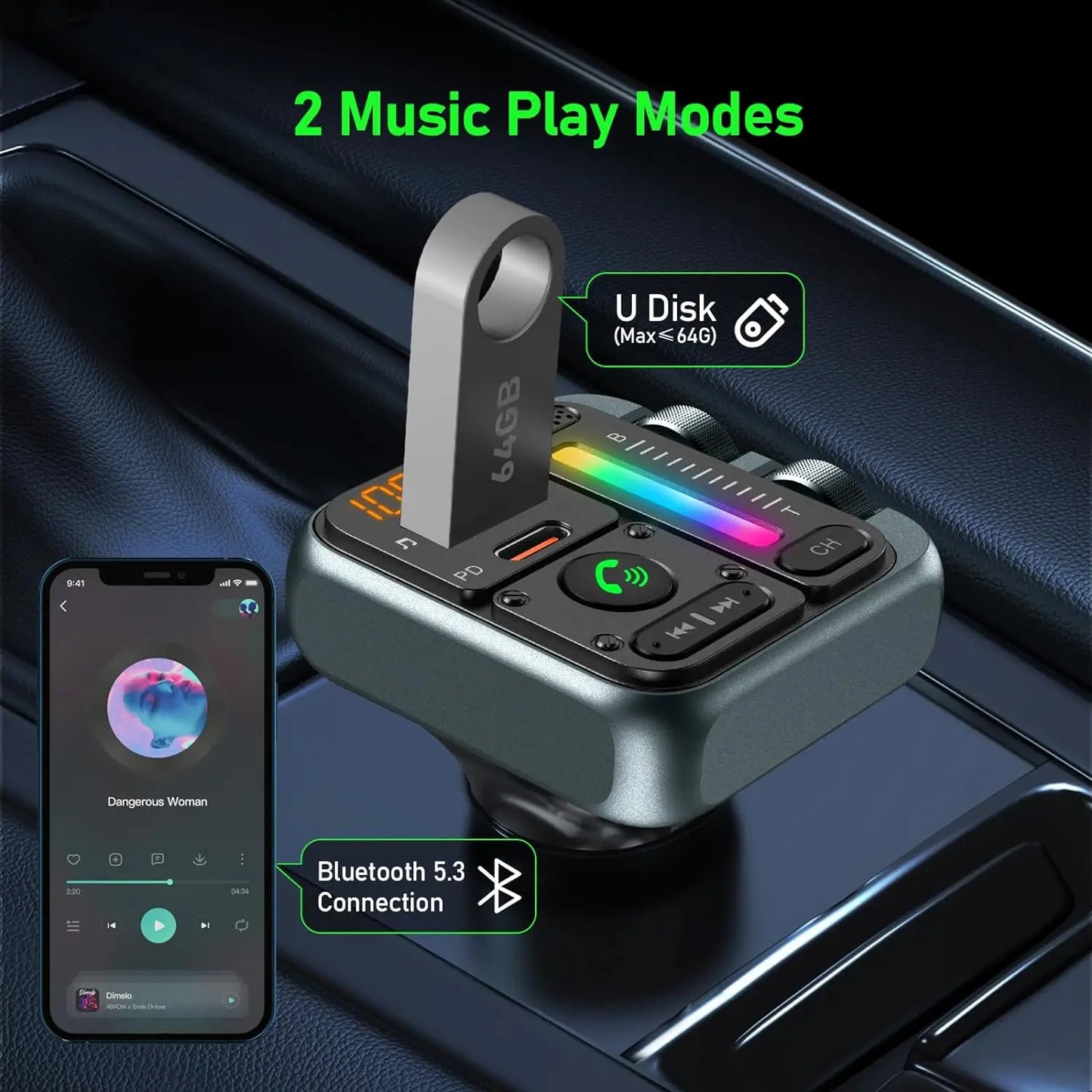 LOLOAGO Bluetooth 5.3 Car Stereo & Charger