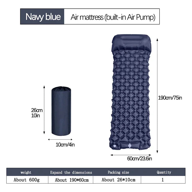 Double Inflatable Mattress with Built-in Pillow Pump
