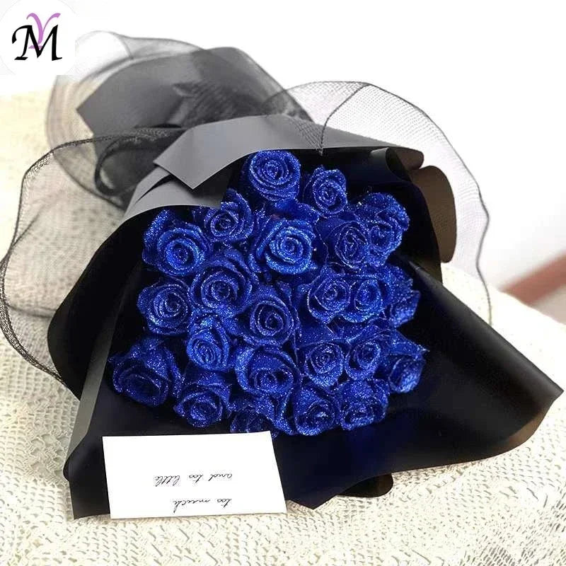 30/50 pcs 7/6 cm Glitter Artificial Rose