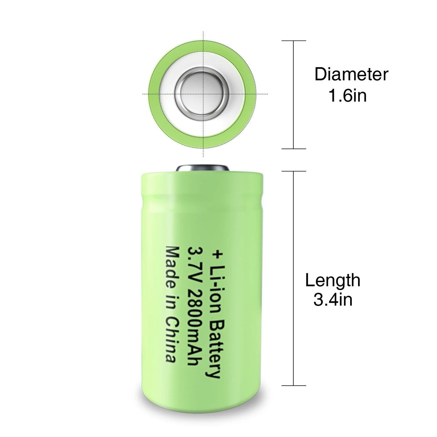 Rechargeable CR123A 2800mAh 3.7V Li-ion