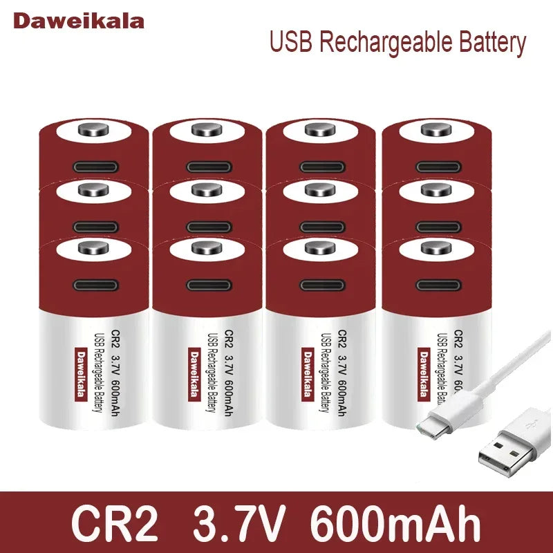 3.7V Lithium CR2 USB Rechargeable Battery +Free C-type Cable