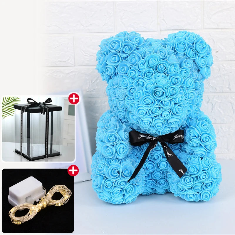 Rose Bear With Box 25cm LED