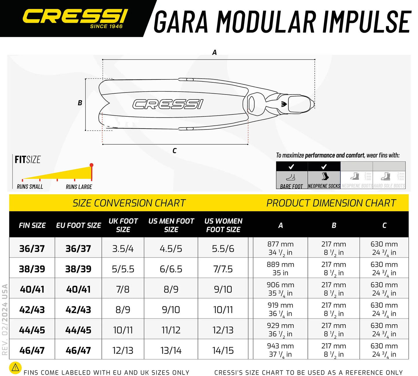 Cressi GARA MODULAR IMPULSE Free Diving Long Fins