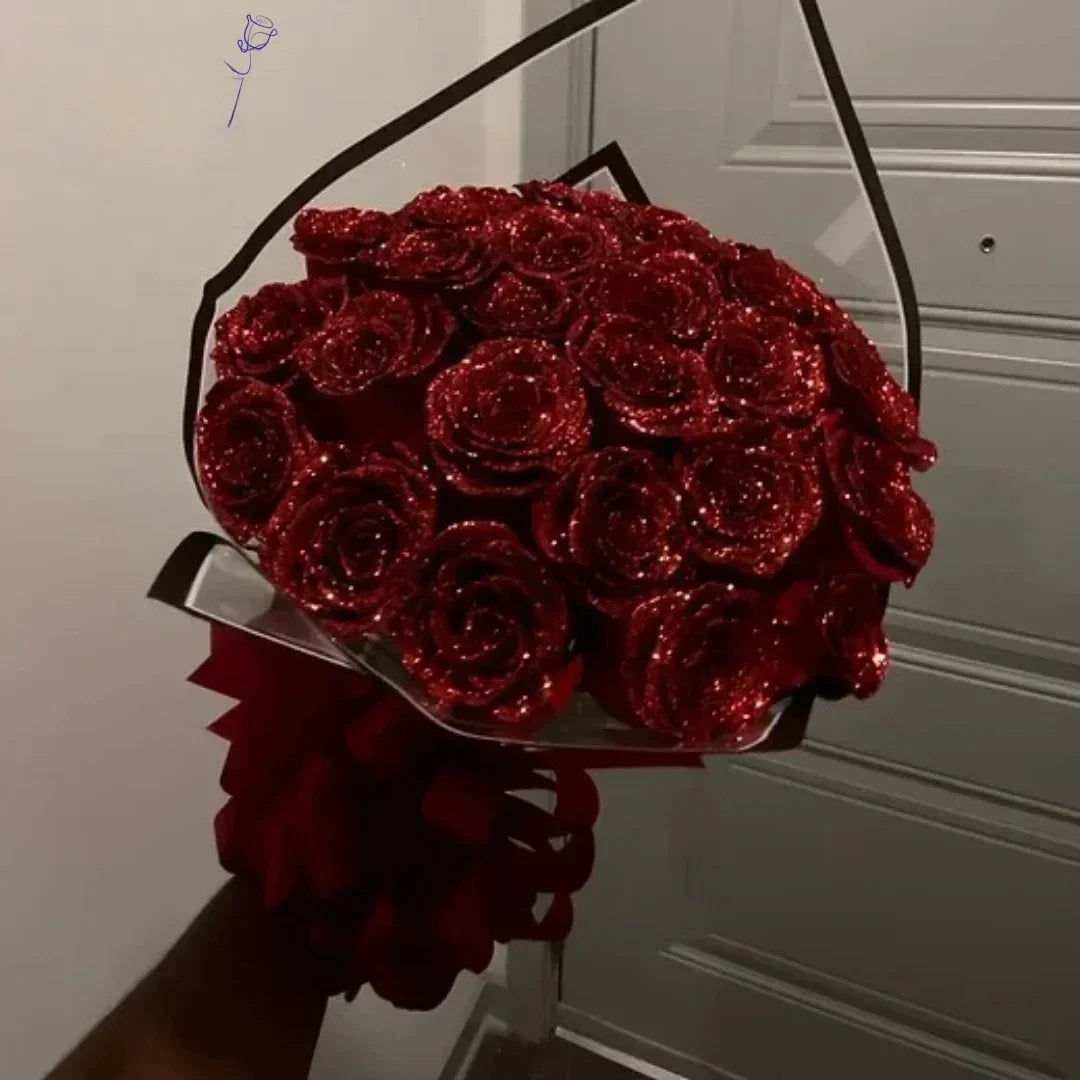 30/50 pcs 7/6 cm Glitter Artificial Rose