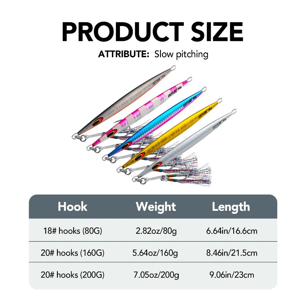 Goture 80g 160g 200g Jig Fishing Lure Set