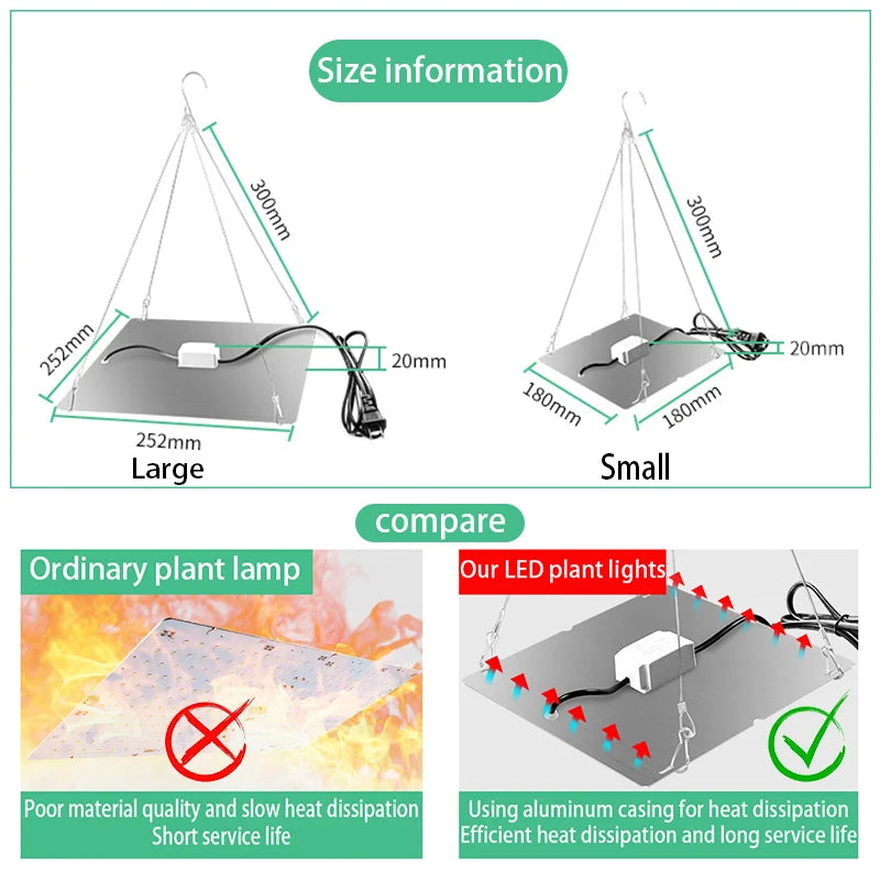 LED Plant Grow Light 1000W/2000W Full Spectrum Hydroponic