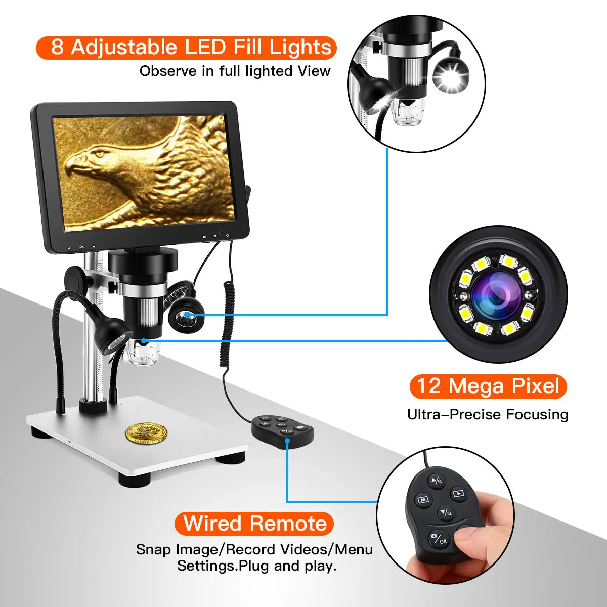 DM9 7" LCD Digital Microscope 1200x