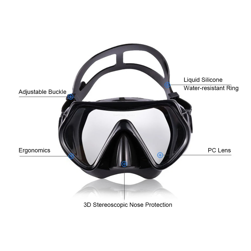 Diving Goggles and Adjustable Fins