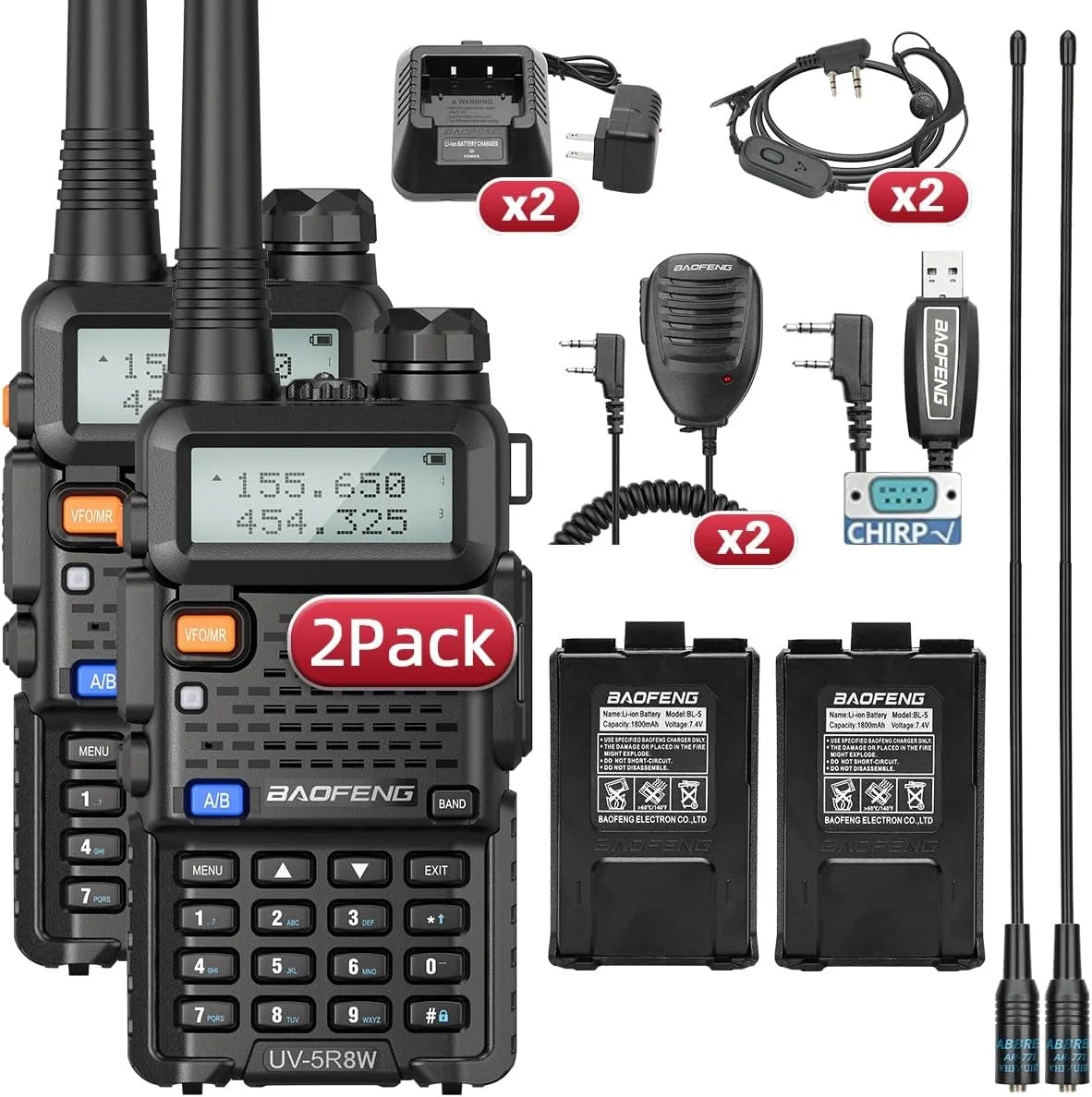 Set of 2, BaoFeng UV-5R 8W Radio
