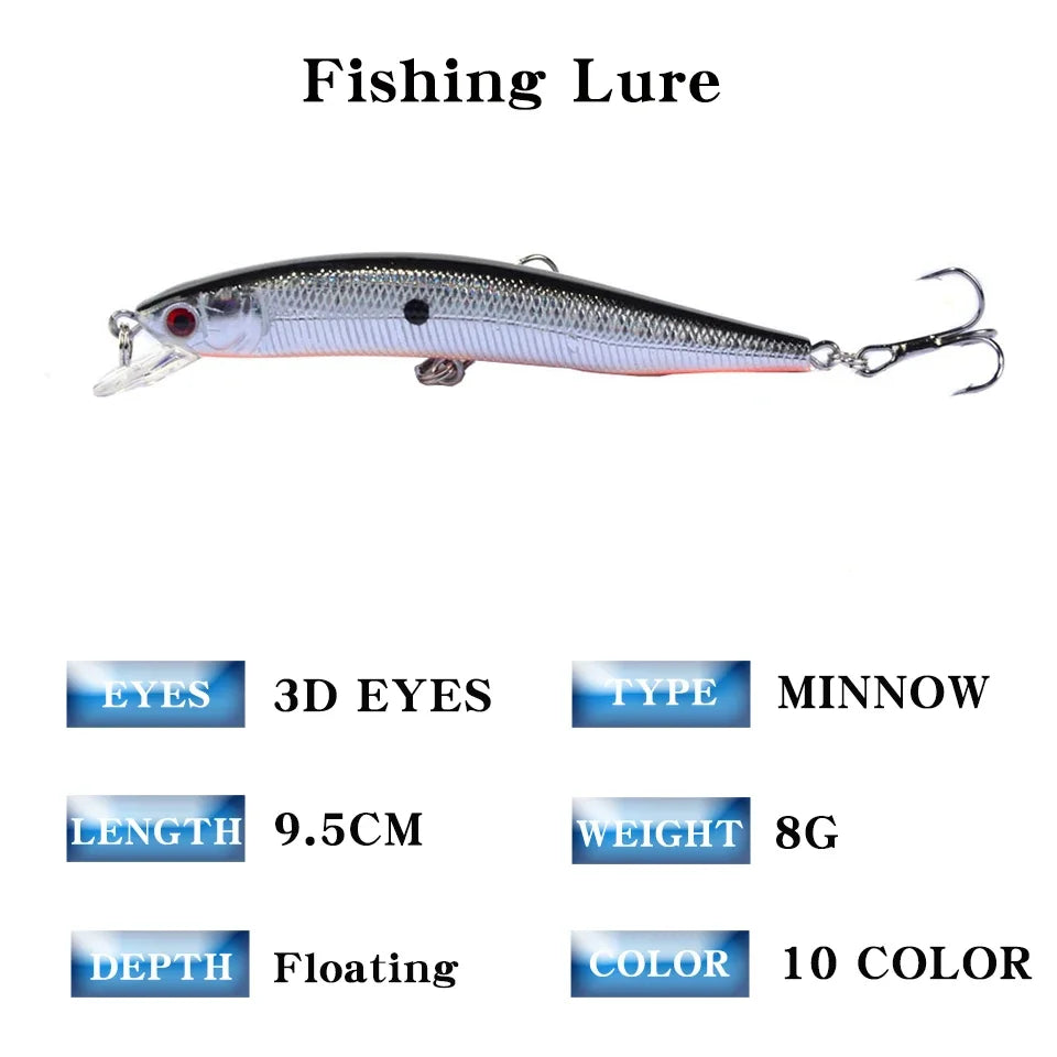 Minnow Fishing Lure 95mm 8g Floating