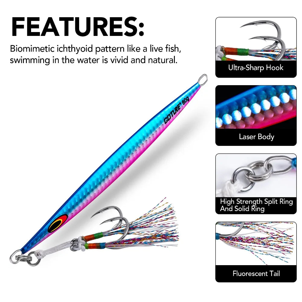 Goture 80g 160g 200g Jig Fishing Lure Set