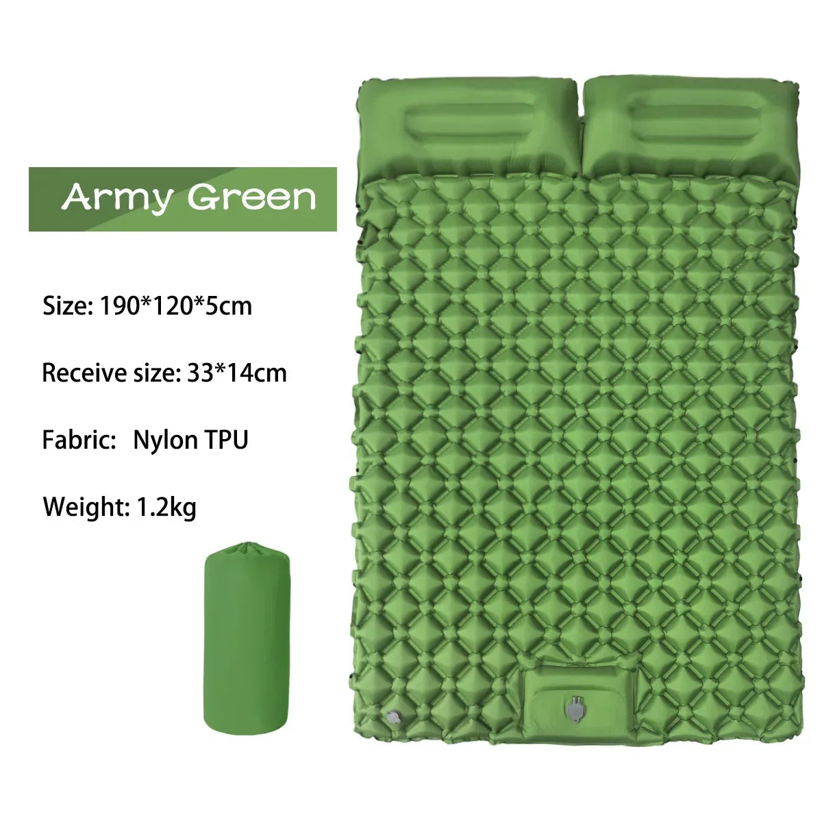 Double Inflatable Mattress with Built-in Pillow Pump