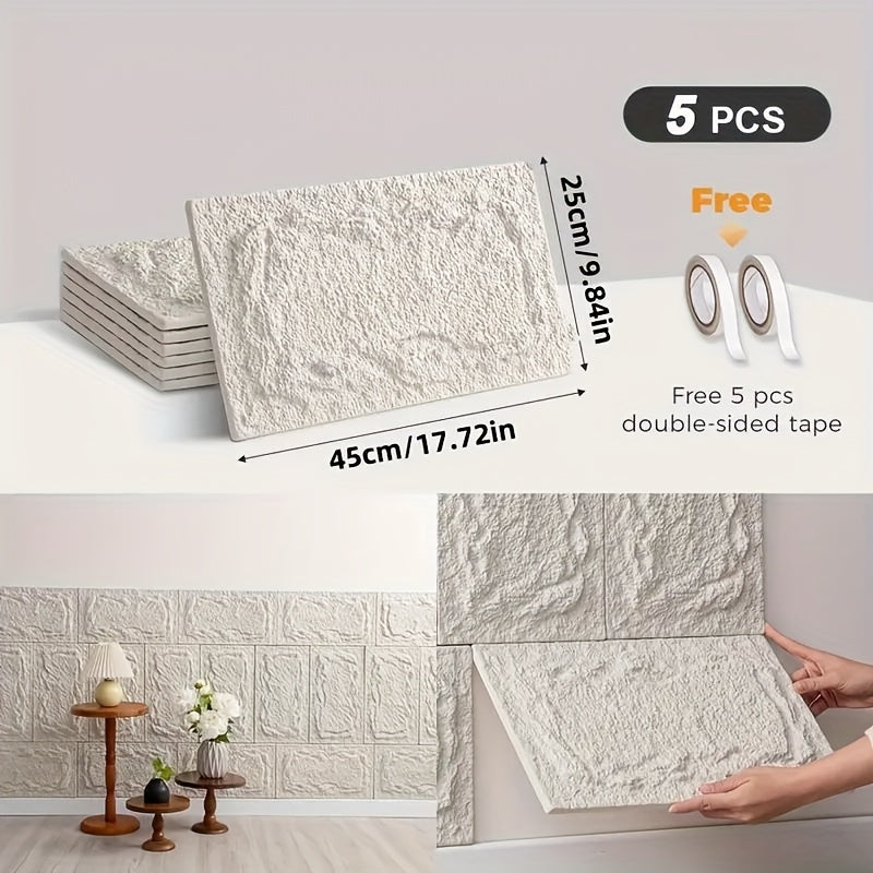 5pcs 3D Decorative Wall Panel 45x25cm